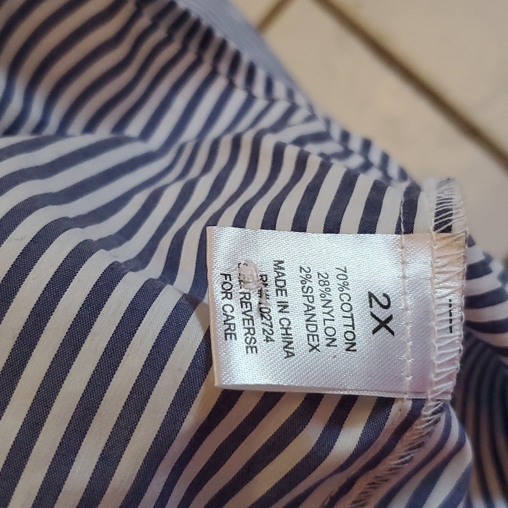Grand & Greene Womens Blouse Size 2X Shirt Bow Tie Front Stripe Flower New - Picture 10 of 11